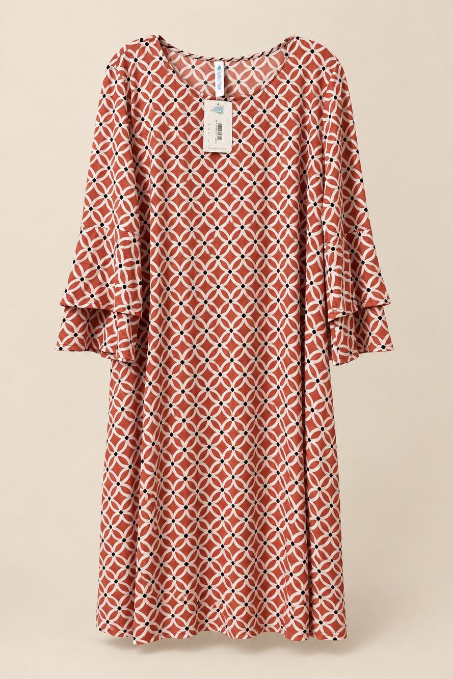 Paisley Grace Endless Love Dress Large NWT Geometric Bell Sleeve Boho Shift